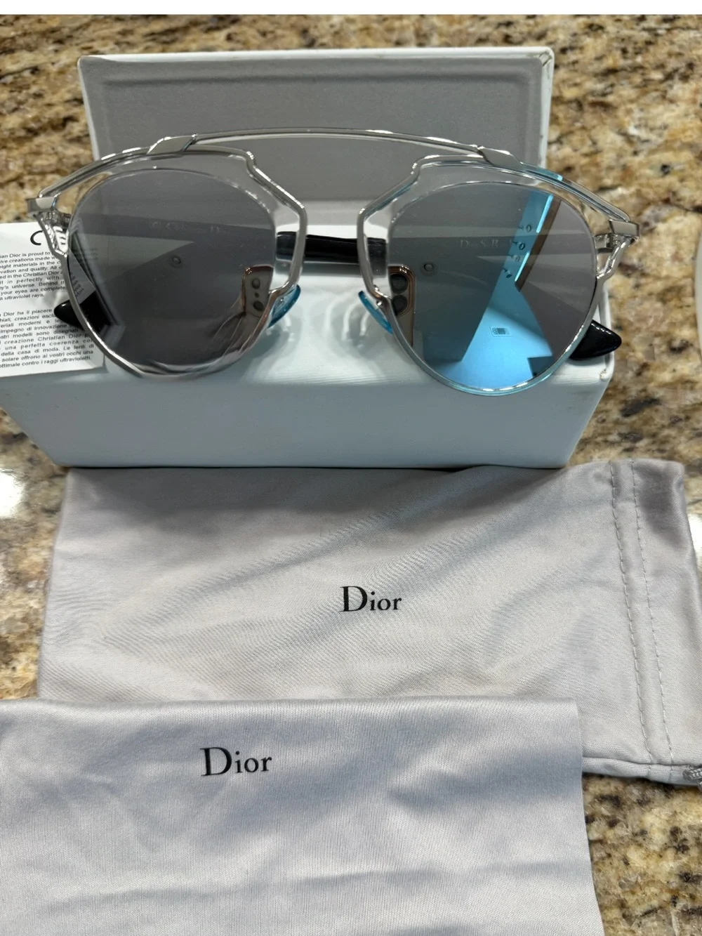DIOR So Real Sunglasses Silver Frame w/ Gray Lenses Luxury Designer Eyewear